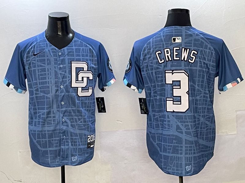 Men Washington Nationals #3 Crews Blue Joint Name Nike 2025 MLB Jersey style 1->washington nationals->MLB Jersey
